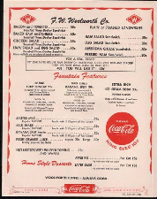 1950's Woolworth Menu CLICK to View